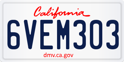 CA license plate 6VEM303