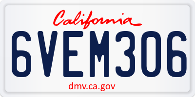 CA license plate 6VEM306