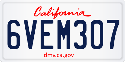 CA license plate 6VEM307