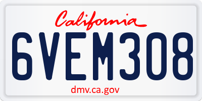 CA license plate 6VEM308
