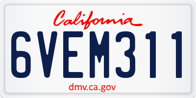 CA license plate 6VEM311