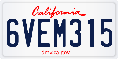 CA license plate 6VEM315
