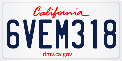 CA license plate 6VEM318