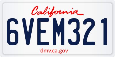 CA license plate 6VEM321