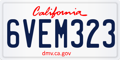 CA license plate 6VEM323