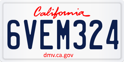CA license plate 6VEM324