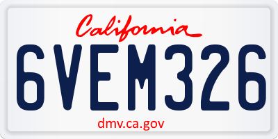 CA license plate 6VEM326