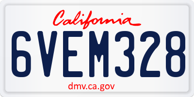 CA license plate 6VEM328