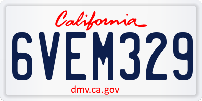 CA license plate 6VEM329
