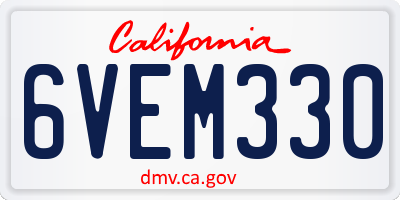 CA license plate 6VEM330