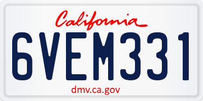 CA license plate 6VEM331