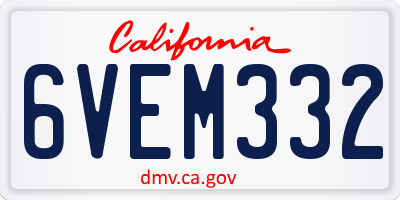 CA license plate 6VEM332
