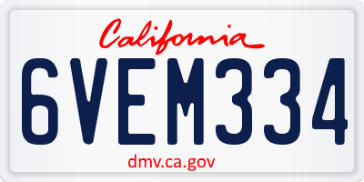 CA license plate 6VEM334
