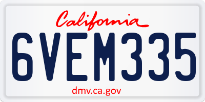 CA license plate 6VEM335