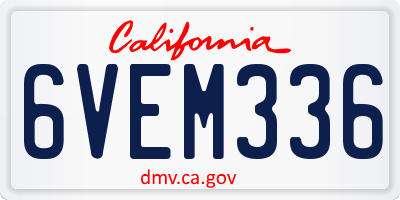 CA license plate 6VEM336