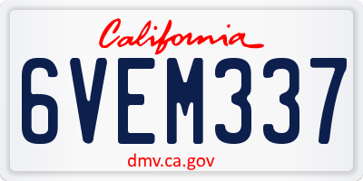 CA license plate 6VEM337