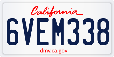 CA license plate 6VEM338