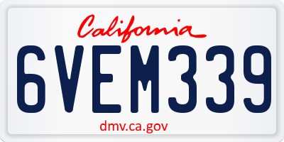 CA license plate 6VEM339