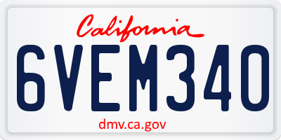 CA license plate 6VEM340
