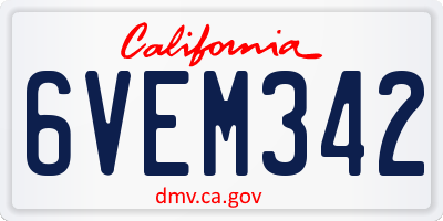 CA license plate 6VEM342
