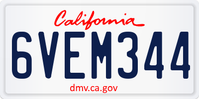 CA license plate 6VEM344