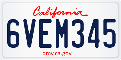 CA license plate 6VEM345