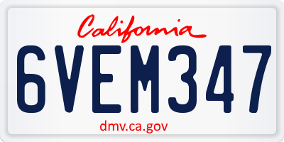 CA license plate 6VEM347