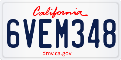 CA license plate 6VEM348