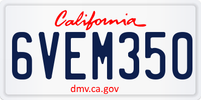 CA license plate 6VEM350