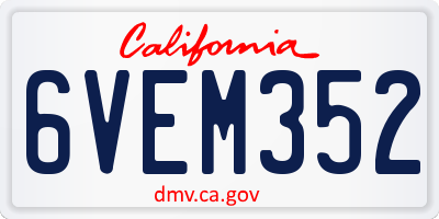CA license plate 6VEM352