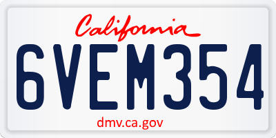 CA license plate 6VEM354
