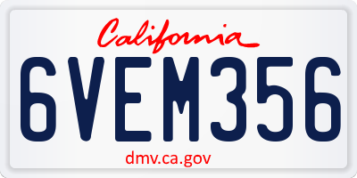 CA license plate 6VEM356