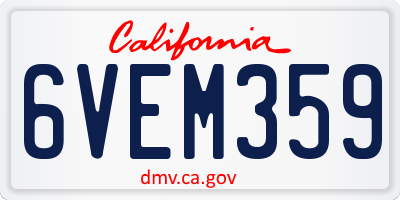 CA license plate 6VEM359