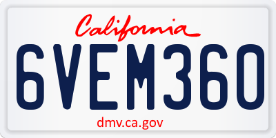 CA license plate 6VEM360