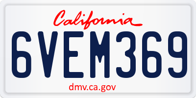 CA license plate 6VEM369
