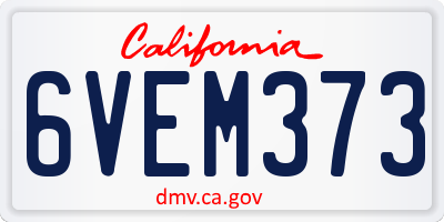 CA license plate 6VEM373