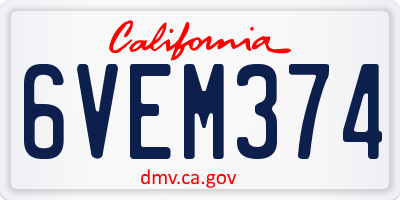 CA license plate 6VEM374