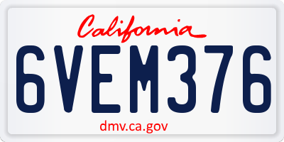 CA license plate 6VEM376