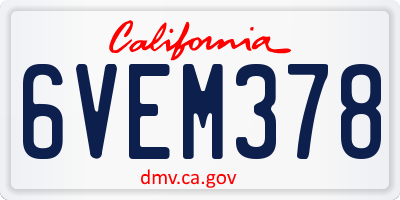CA license plate 6VEM378