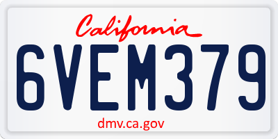 CA license plate 6VEM379