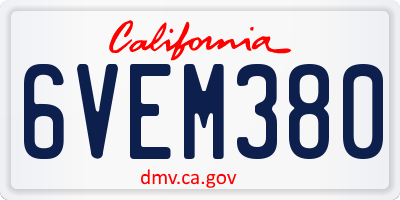 CA license plate 6VEM380