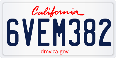 CA license plate 6VEM382