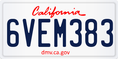 CA license plate 6VEM383