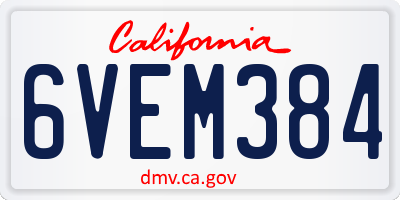 CA license plate 6VEM384