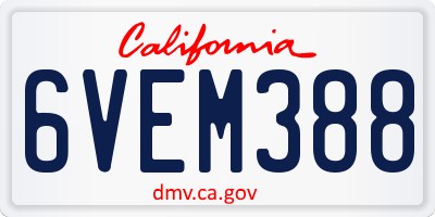 CA license plate 6VEM388