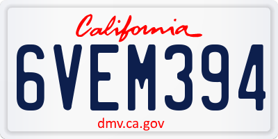 CA license plate 6VEM394
