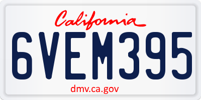 CA license plate 6VEM395