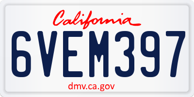CA license plate 6VEM397