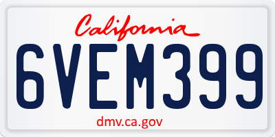 CA license plate 6VEM399