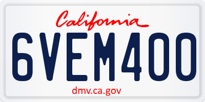CA license plate 6VEM400